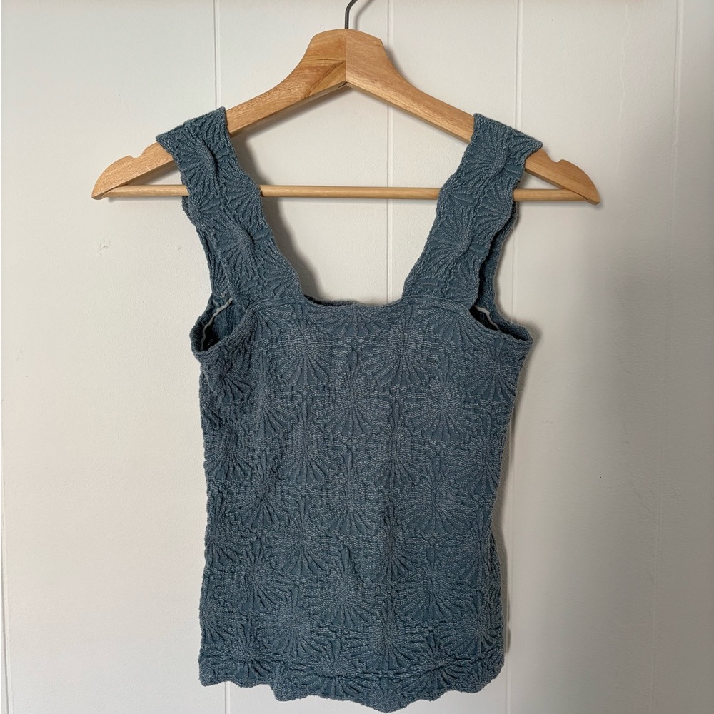 Free People Gray Smocked Sleeveless Tank Top